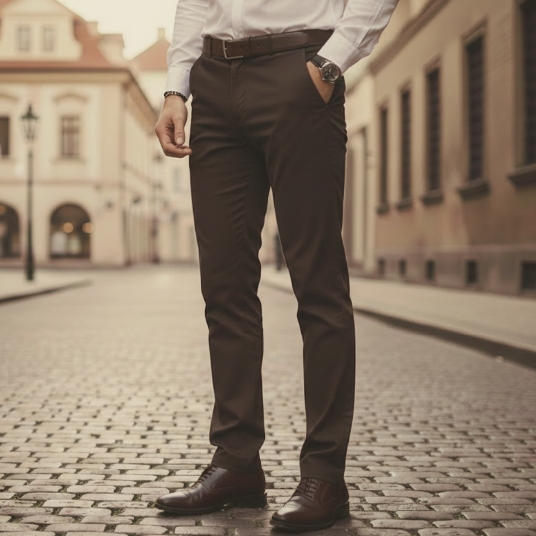 Men Stretch Pants Polyester Spandex Classic Fit