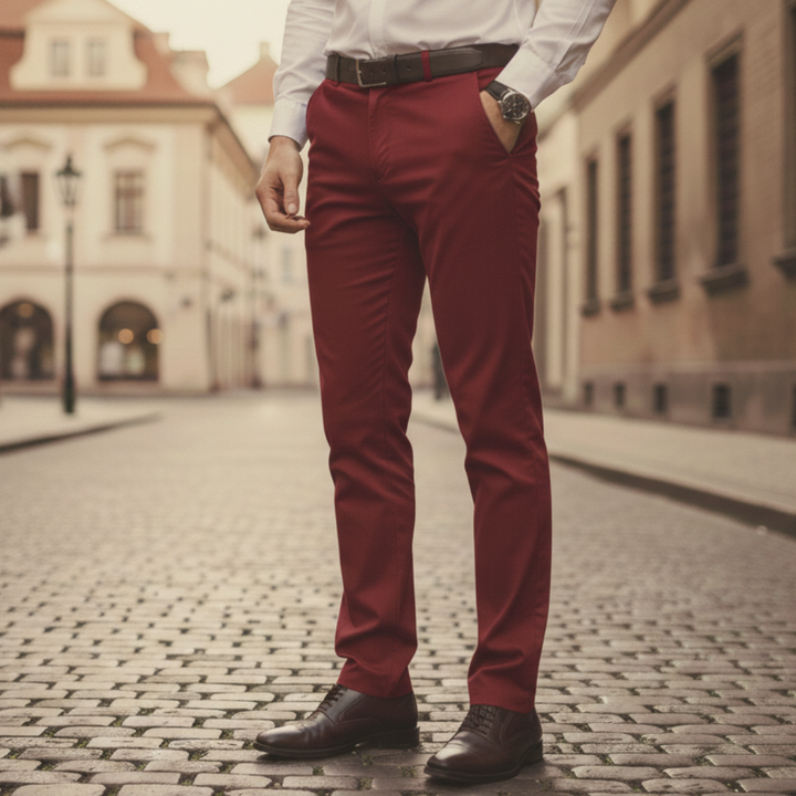 Men Stretch Pants Polyester Spandex Classic Fit