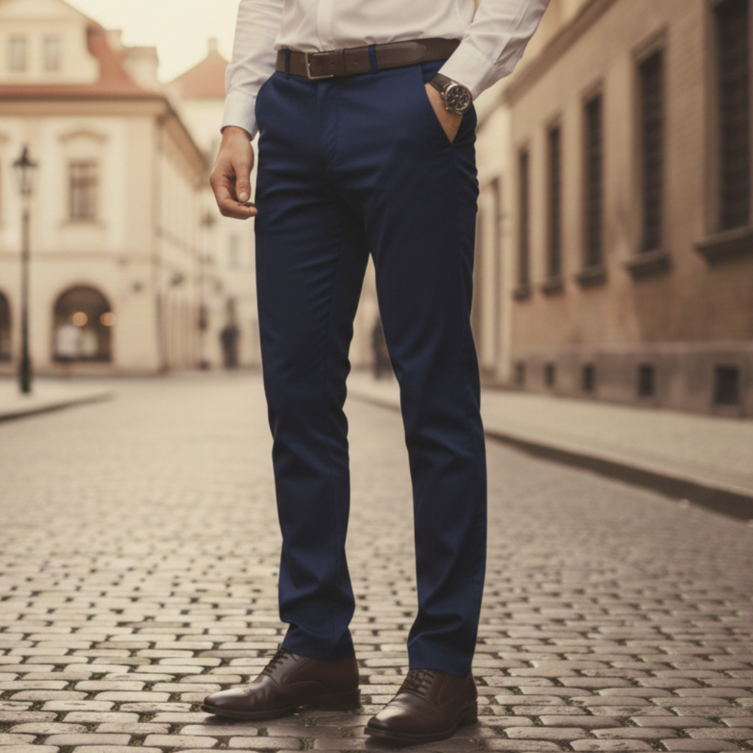 Men Stretch Pants Polyester Spandex Classic Fit