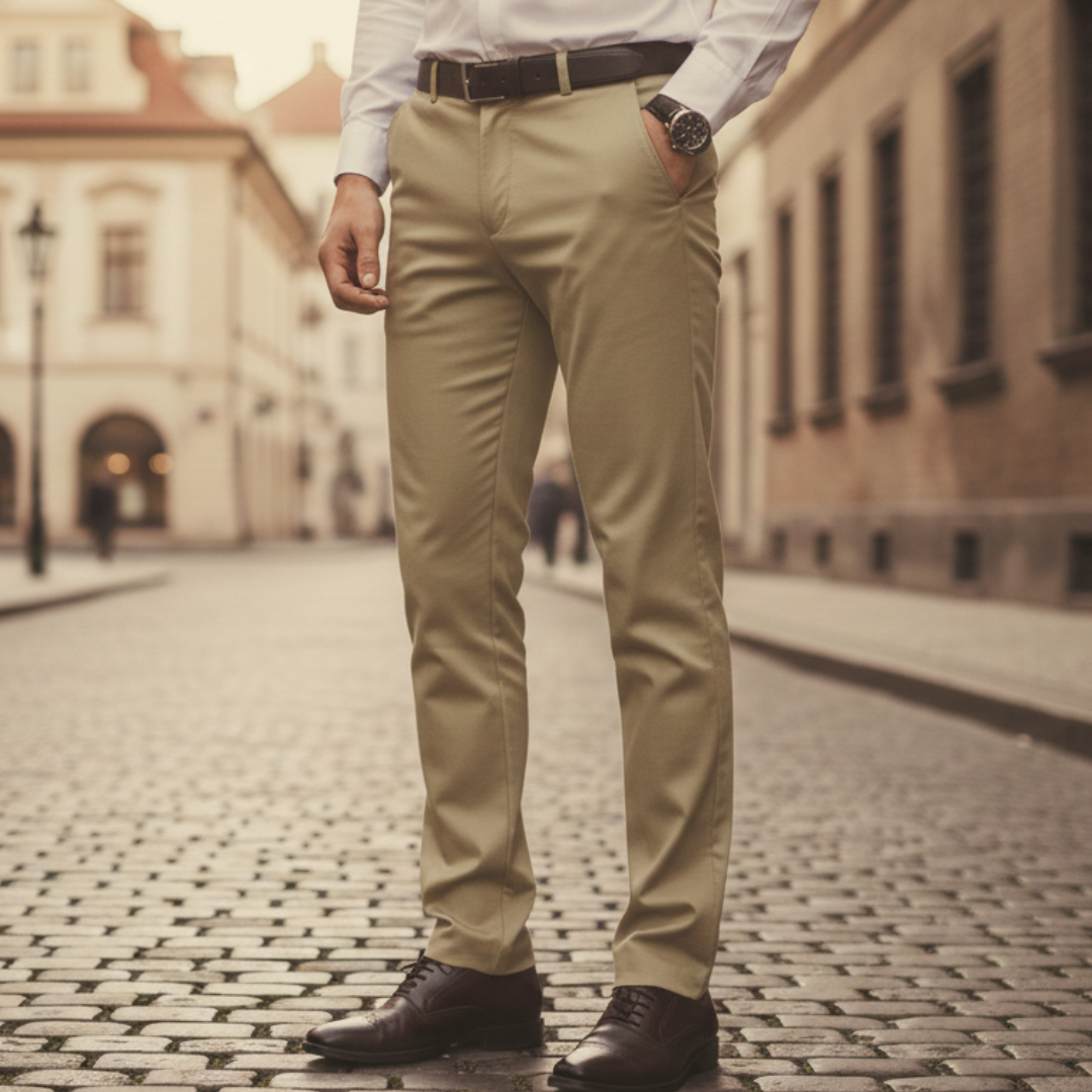 Men Stretch Pants Polyester Spandex Classic Fit