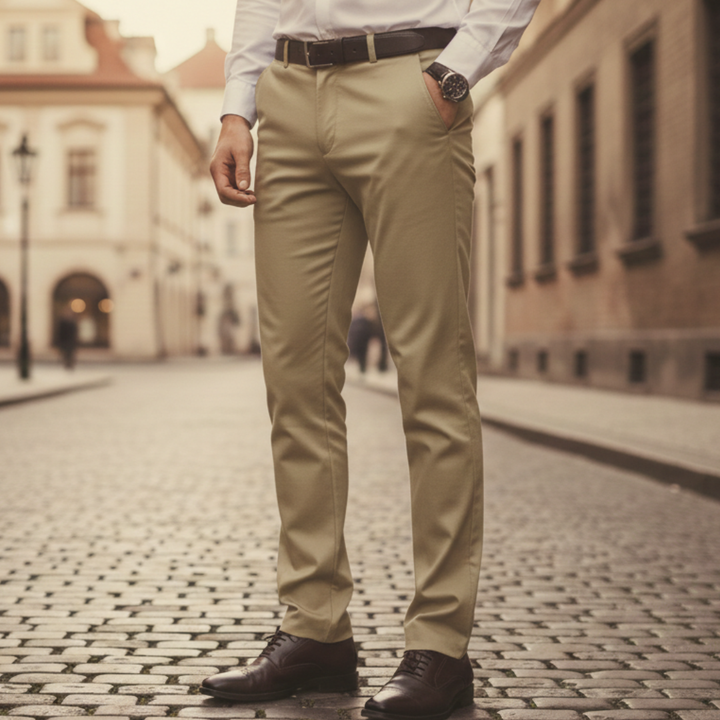 Men Stretch Pants Polyester Spandex Classic Fit