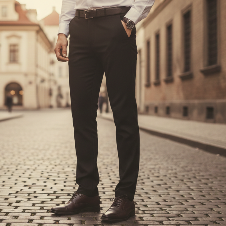 Men Stretch Pants Polyester Spandex Classic Fit