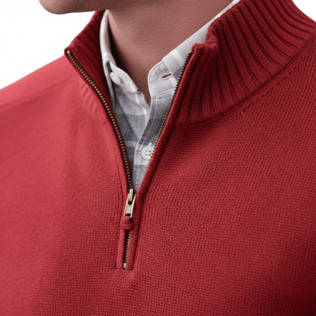 Men Quarter Zip Mock Neck Sweater