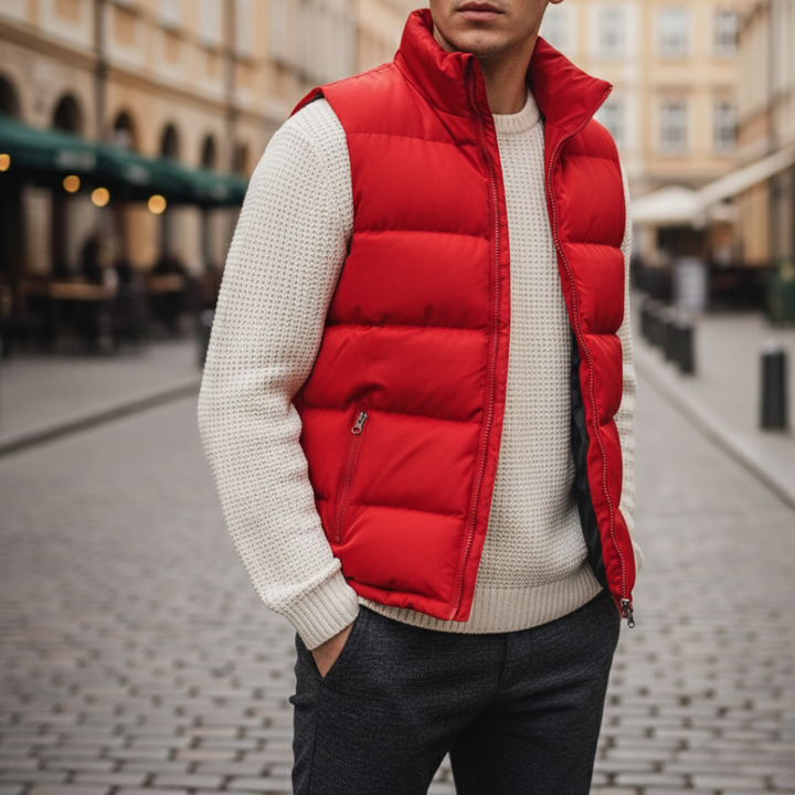 Puffer Vest Quilted Sleeveless Zippered Pockets Mens