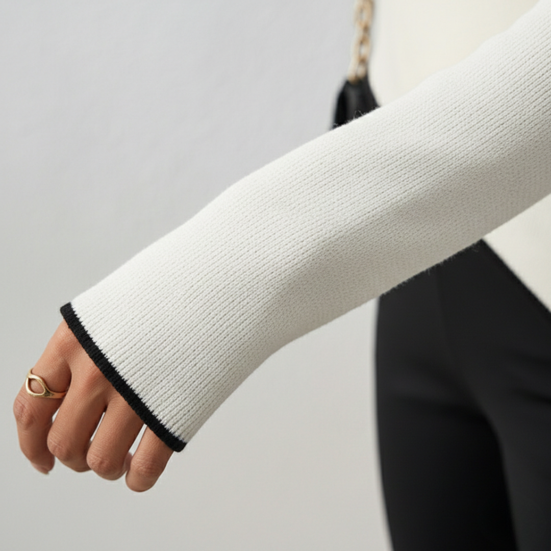 V Neck Sweater Wrap Front Long Sleeve Knit Womens White