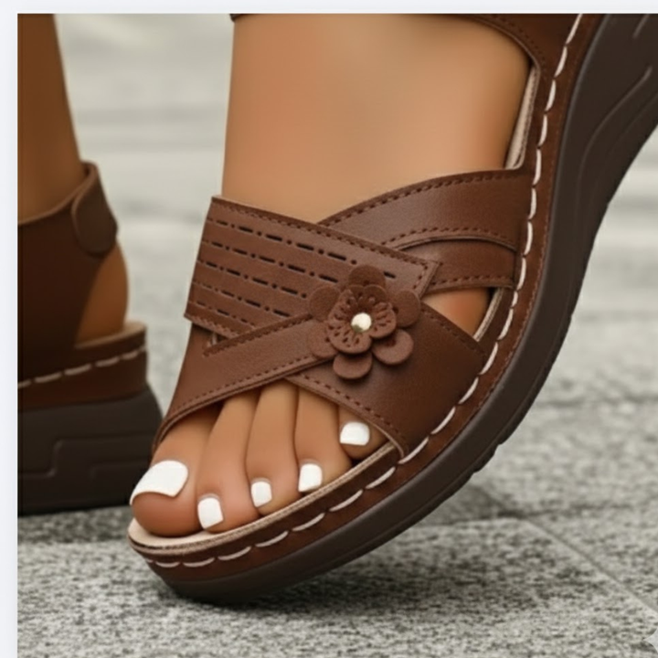 Women Platform Sandals Extra Wide Fit Button Closure