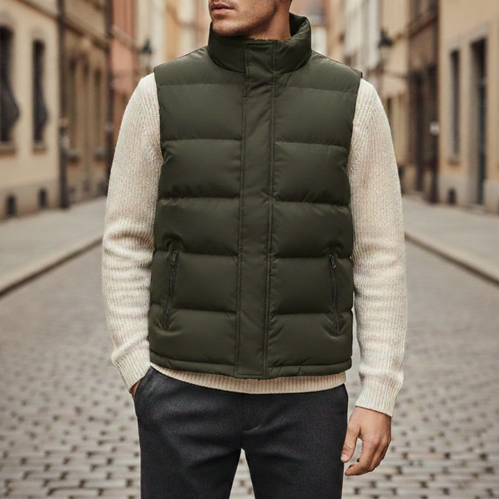 Puffer Vest Quilted Sleeveless Zippered Pockets Mens