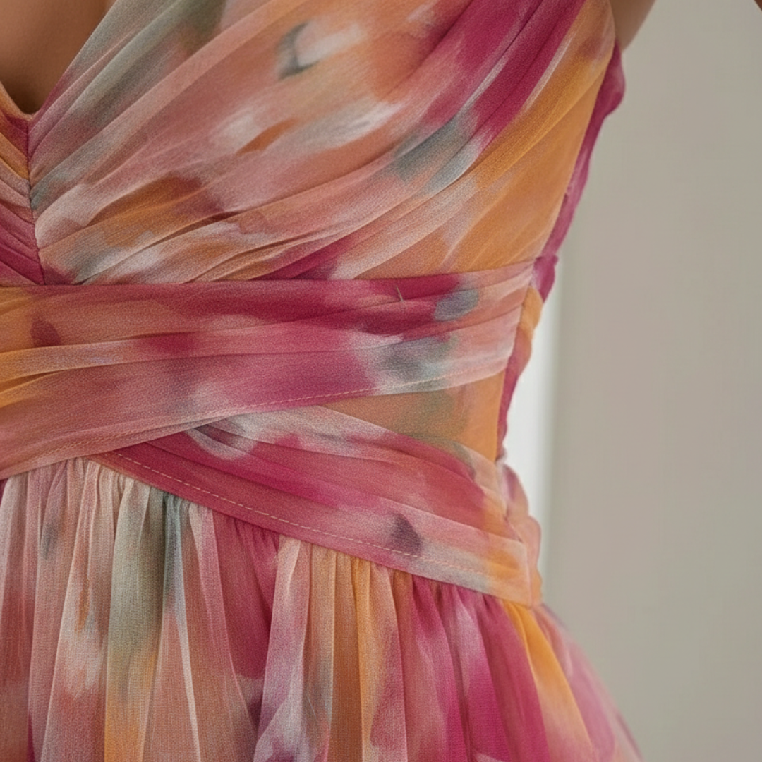 Robe de soirée longue à imprimé floral en tulle sans manches pour femmes