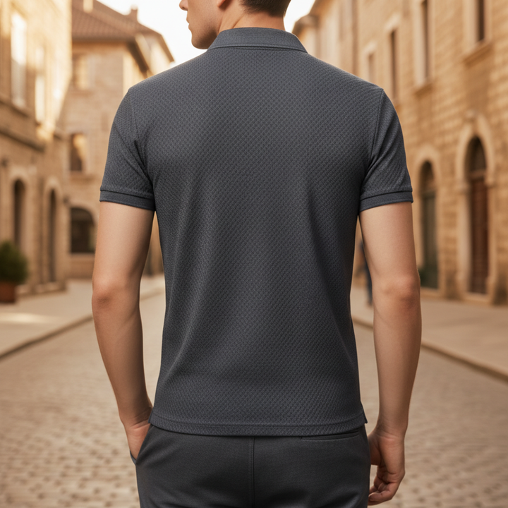 Camiseta tipo polo de punto texturizado para hombre
