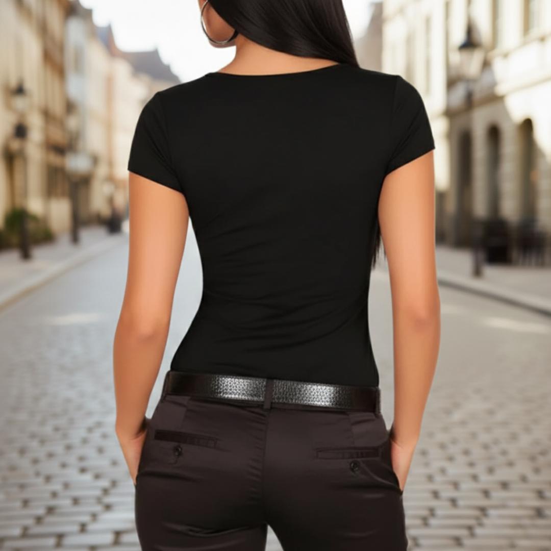 Women Polyester Cut Out Bodycon Top