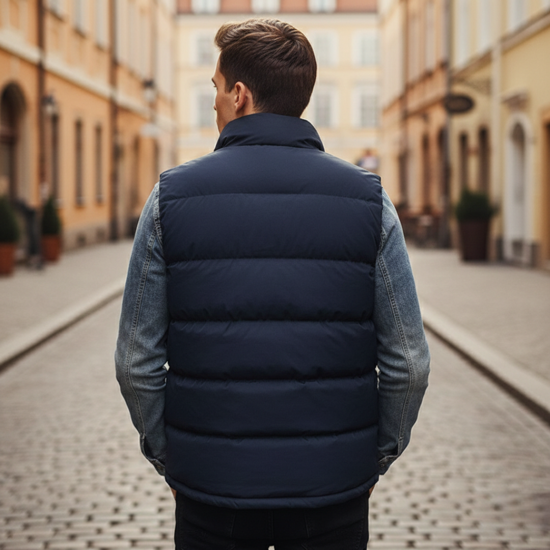 Puffer Vest Quilted Sleeveless Zippered Pockets Mens