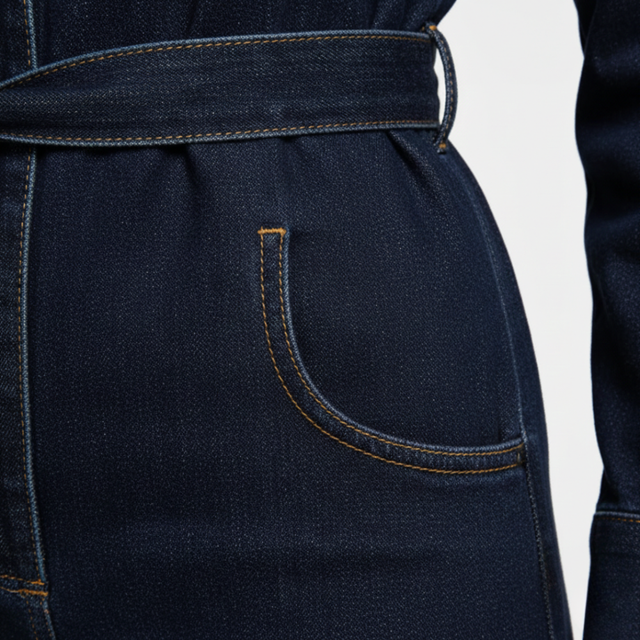 Denim Set Button Front Jacket Straight Leg Jeans Womens Navy Blue