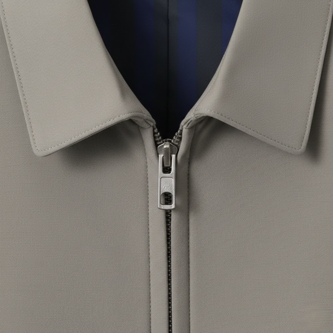 Bomber Jacket Full Zip Pointed Collar Mens Grey