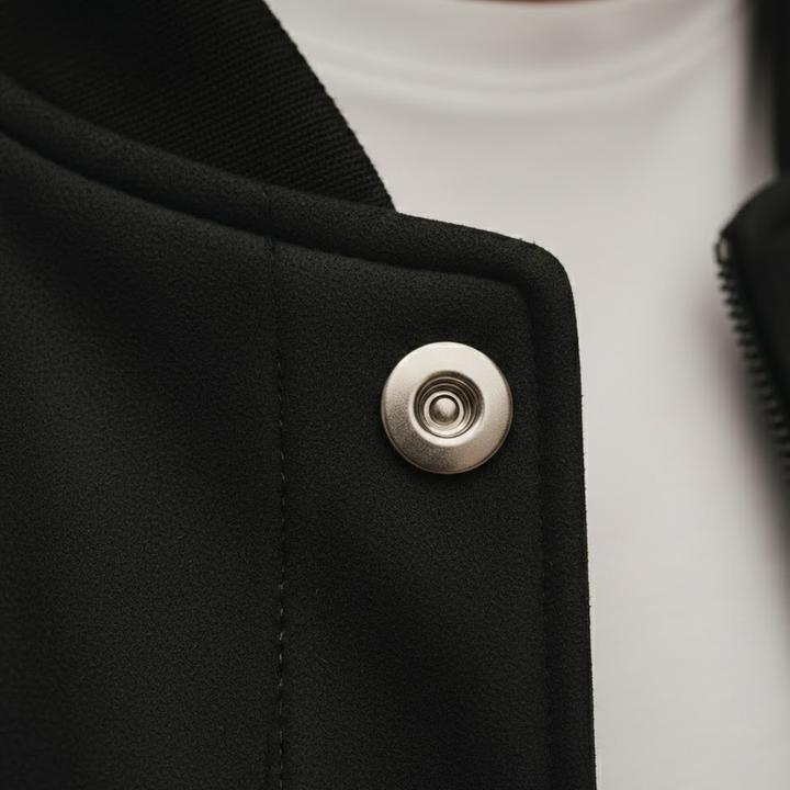 Men Vegan Suede Bomber Jacket Ribbed Collar Zipper