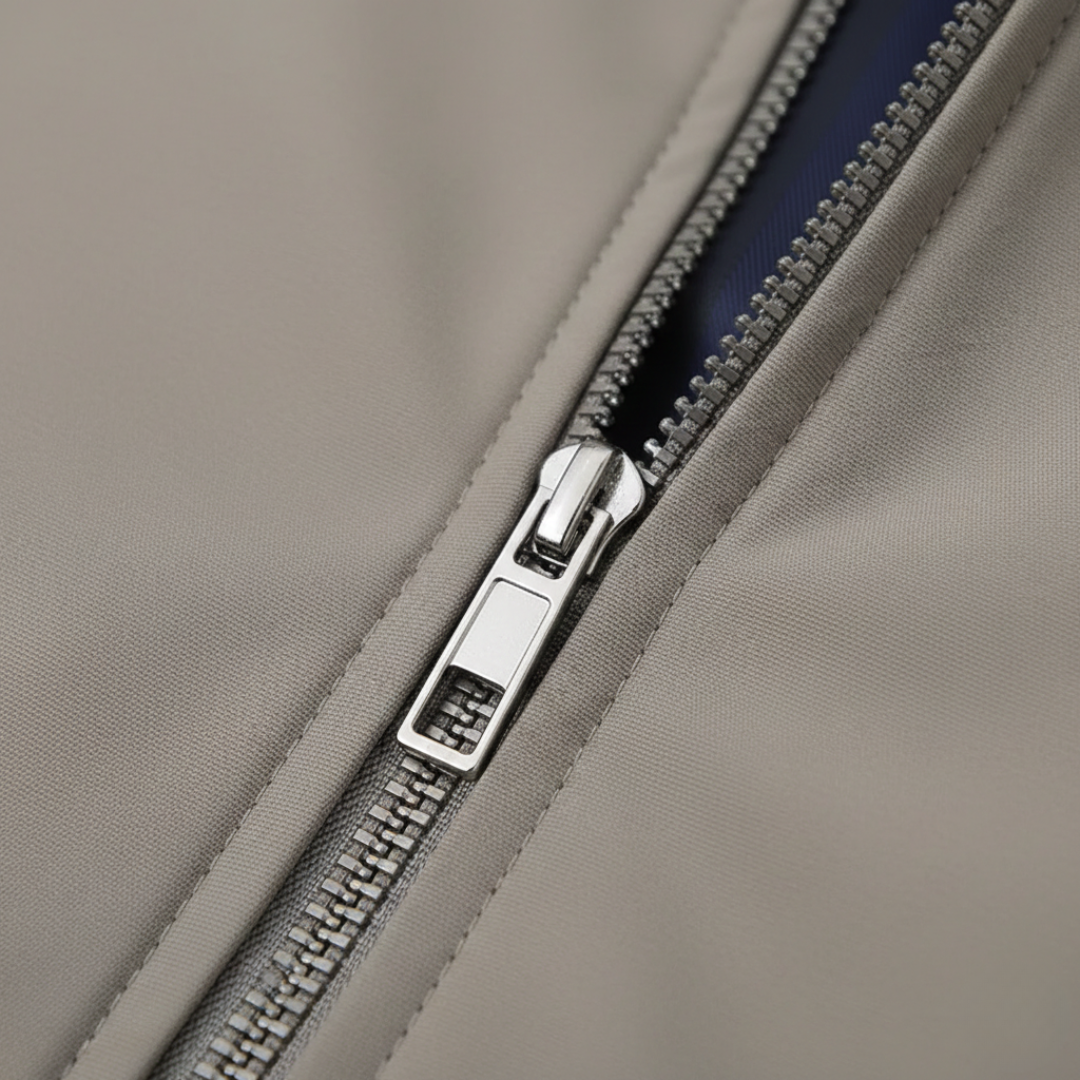 Bomber Jacket Full Zip Pointed Collar Mens Grey