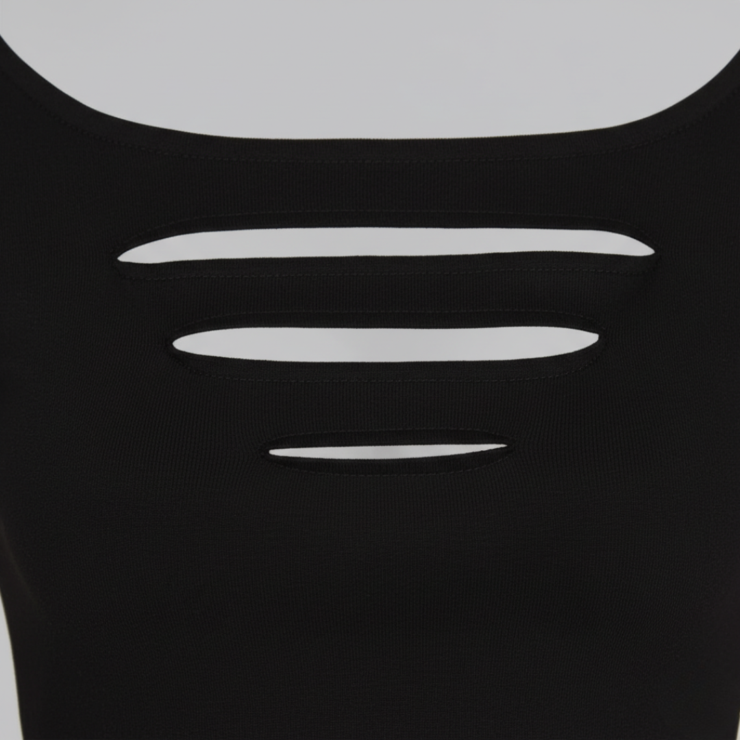 Women Polyester Cut Out Bodycon Top