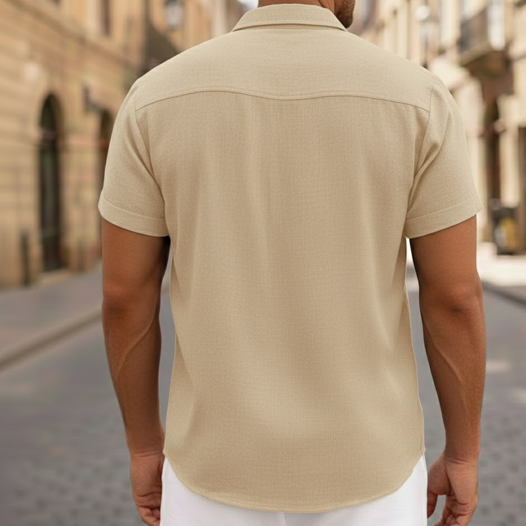 Men Short Sleeve Summer Shirt Lightweight Button Front