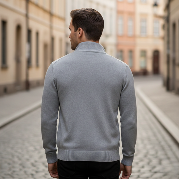 Cardigan à fermeture éclair intégrale avec bordure côtelée pour homme