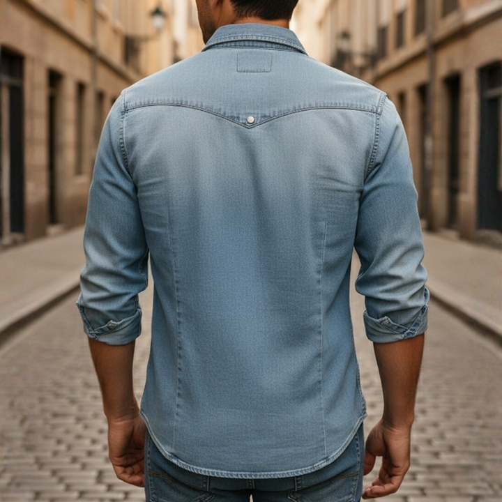 Button Down Shirt Long Sleeve Denim Mens