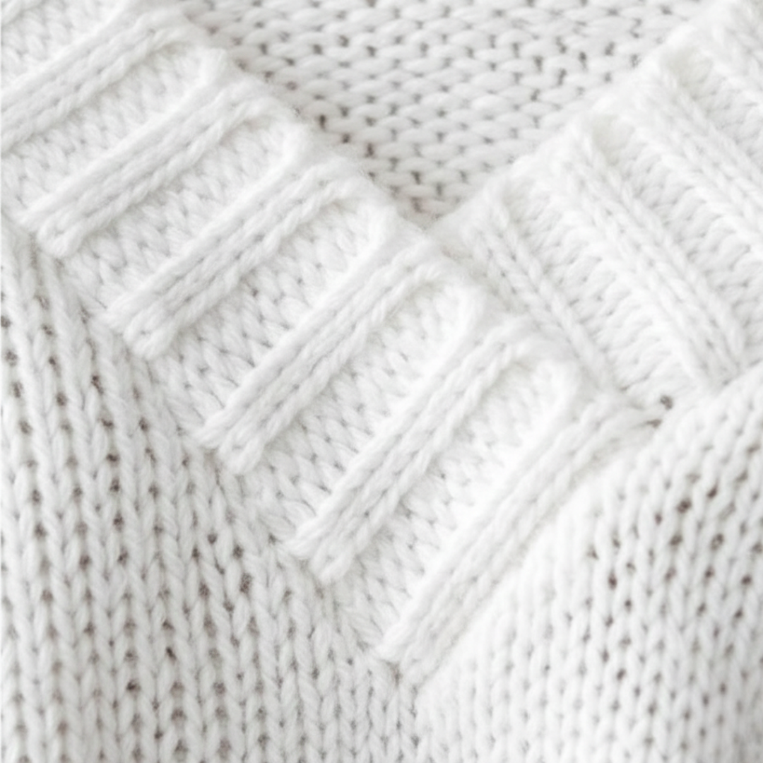 Pull à col en V en maille côtelée à manches longues pour femmes