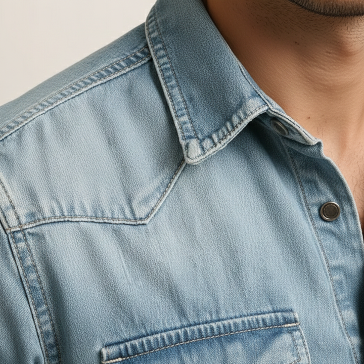 Button Down Shirt Long Sleeve Denim Mens