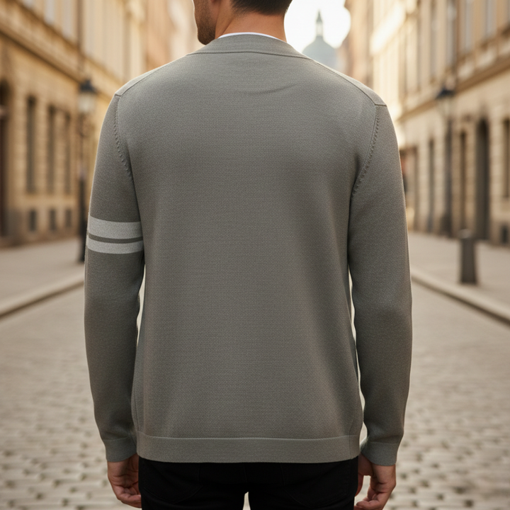 Cardigan à col châle boutonné à manches rayées pour homme