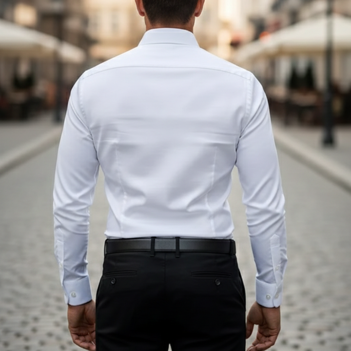 Button Down Shirt Long Sleeve Elastic Fit Mens