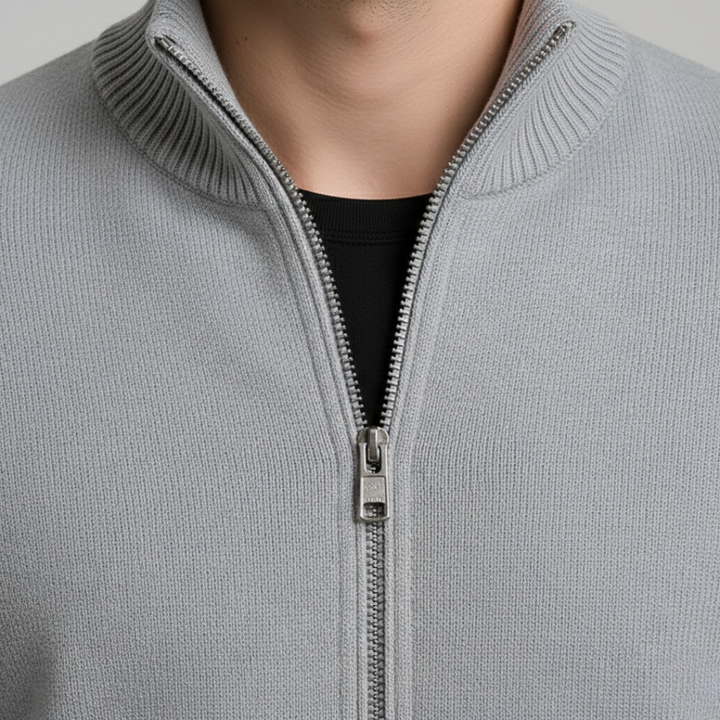 Cardigan à fermeture éclair intégrale avec bordure côtelée pour homme