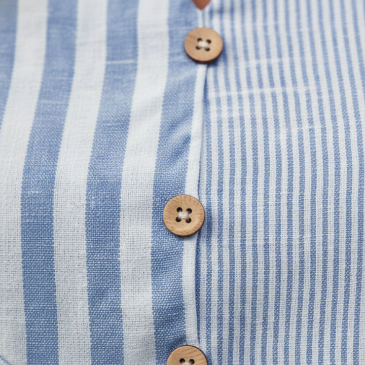 Henley Blouse Striped Short Sleeve Asymmetrical Womens