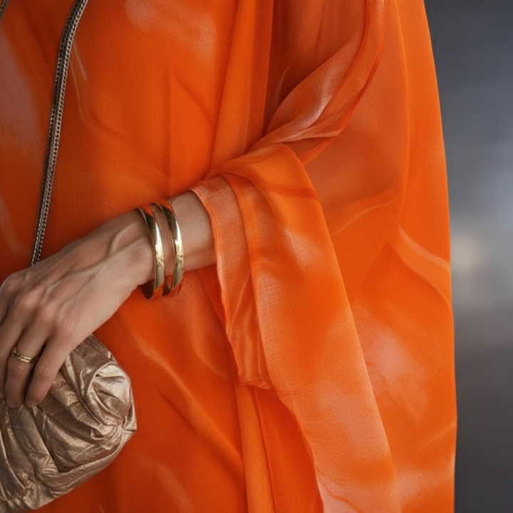 Maxi Dress Chiffon Marble Print Oversized Caftan Womens