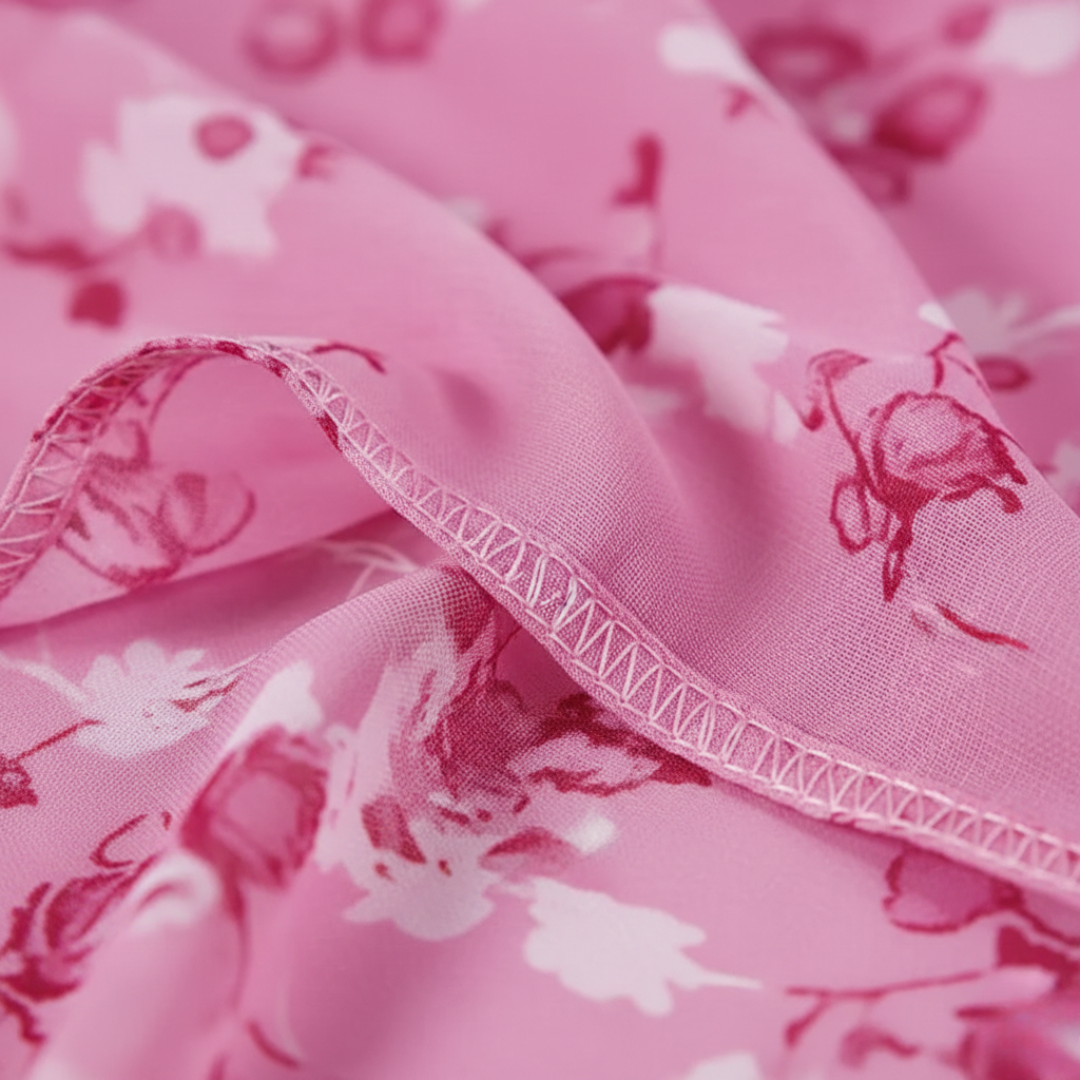 Robe longue à manches courtes fleurie pour femme