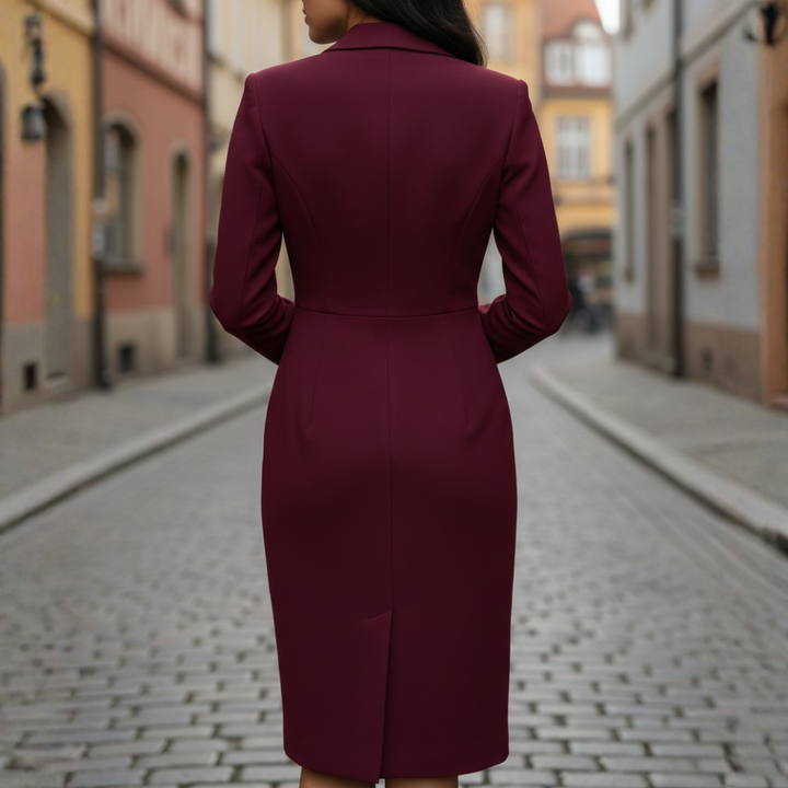 Blazer Dress Long Sleeve Button Front Midi Womens