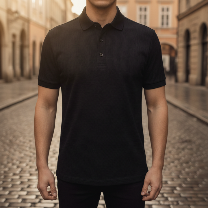 Camiseta tipo polo de punto texturizado para hombre