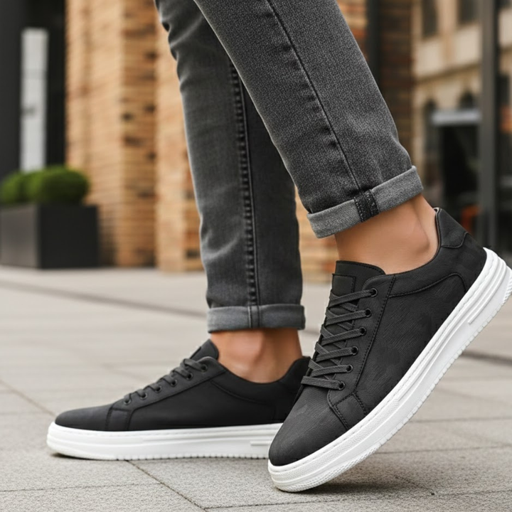 Leather Shoes Textured Design Rubber Sole