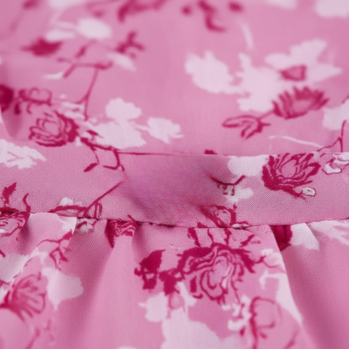 Robe longue à manches courtes fleurie pour femme