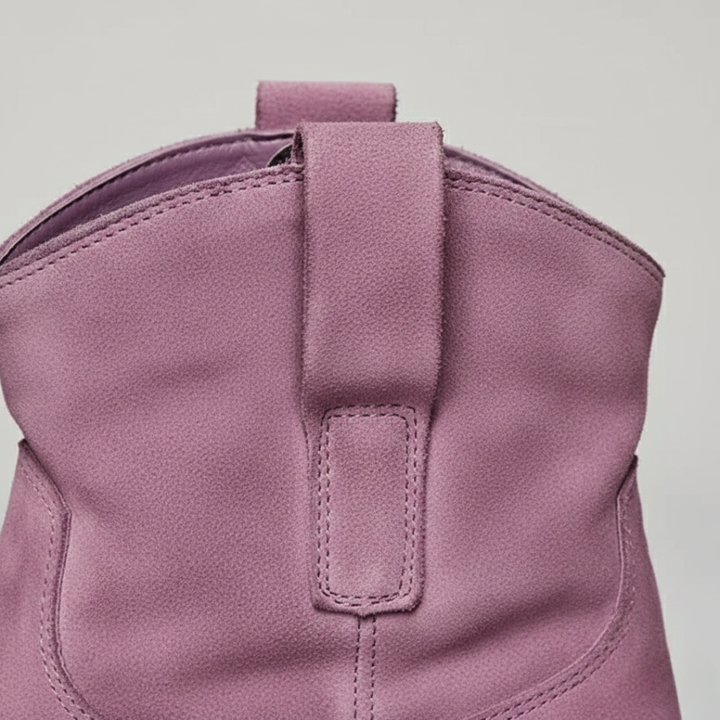 Ankle Boots Western Suede Stacked Heel Pointed Toe Womens