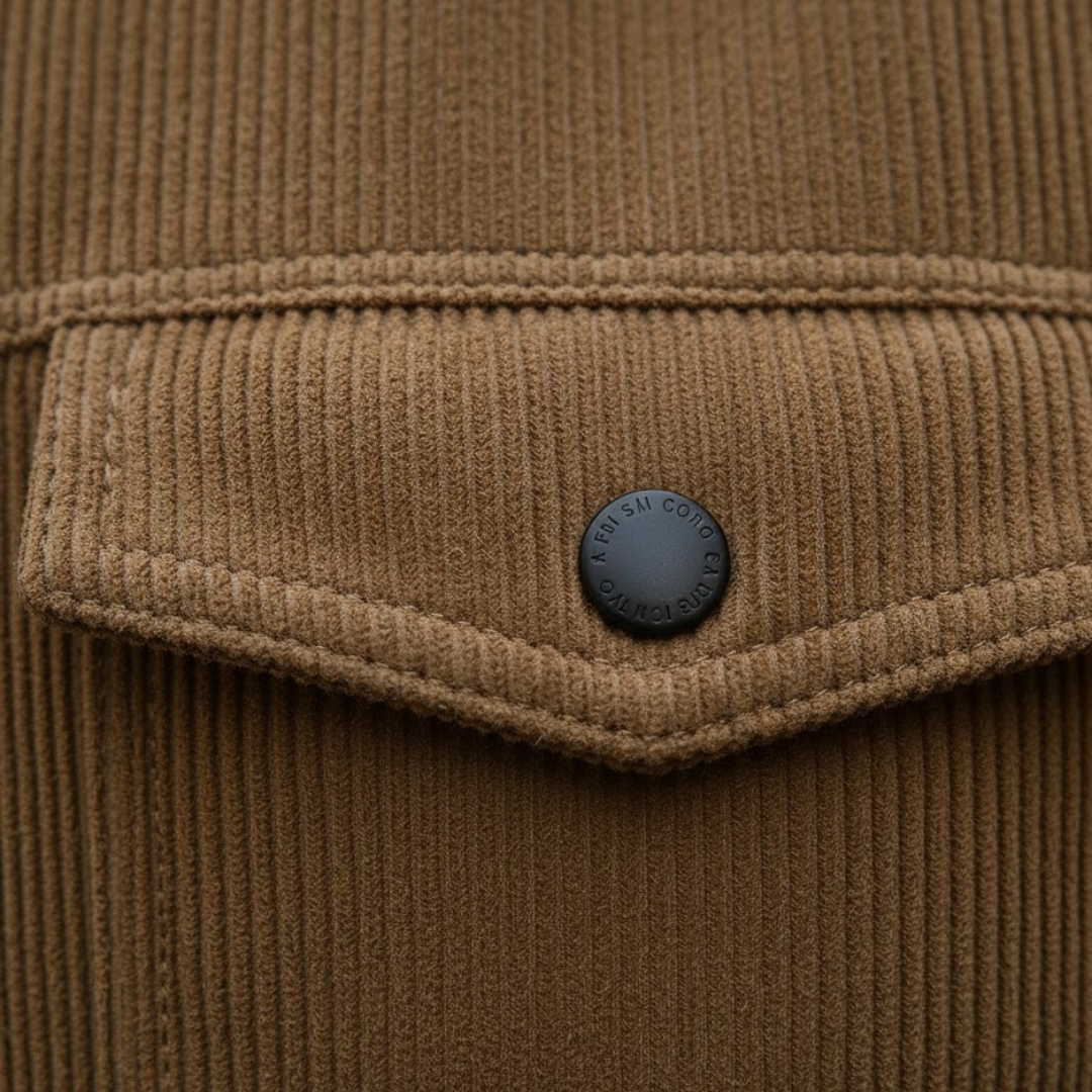 Men Corduroy Jacket Button Front Turn Down Collar