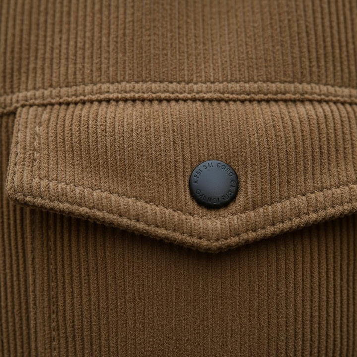 Men Corduroy Jacket Button Front Turn Down Collar