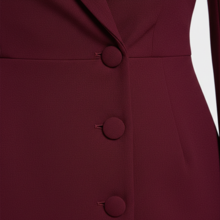 Blazer Dress Long Sleeve Button Front Midi Womens