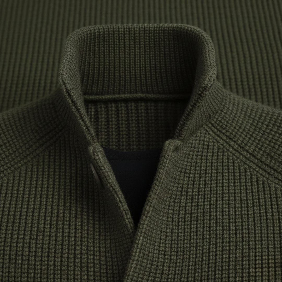 Men Ribbed Knit Button Cardigan