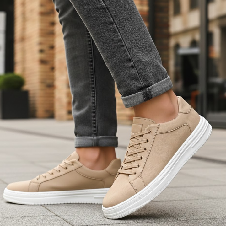 Leather Shoes Textured Design Rubber Sole