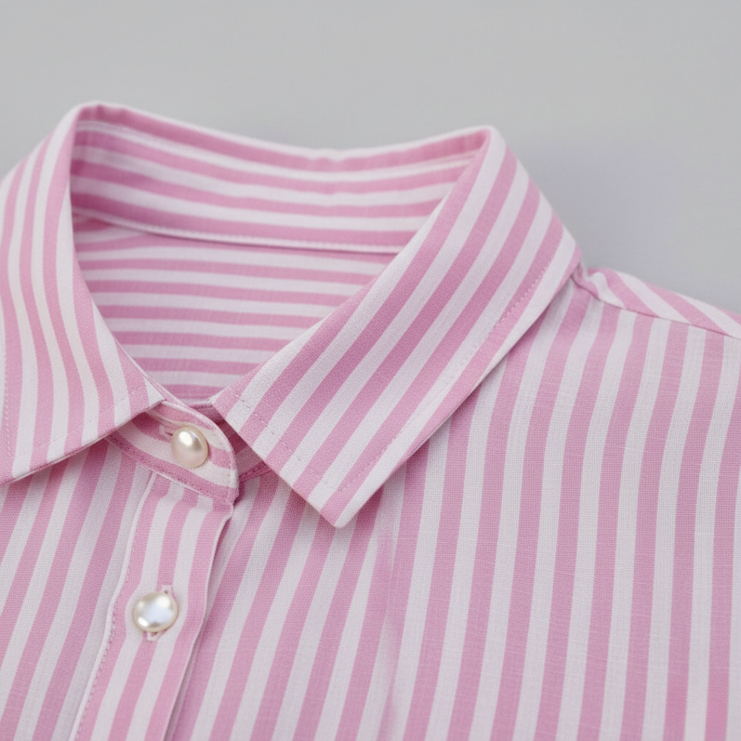 Robe-chemise à volants avec boutons sur le devant rayée pour femme