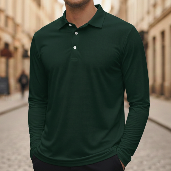 Mens Polo Shirt Lightweight Long Sleeve Athletic Casual Wear