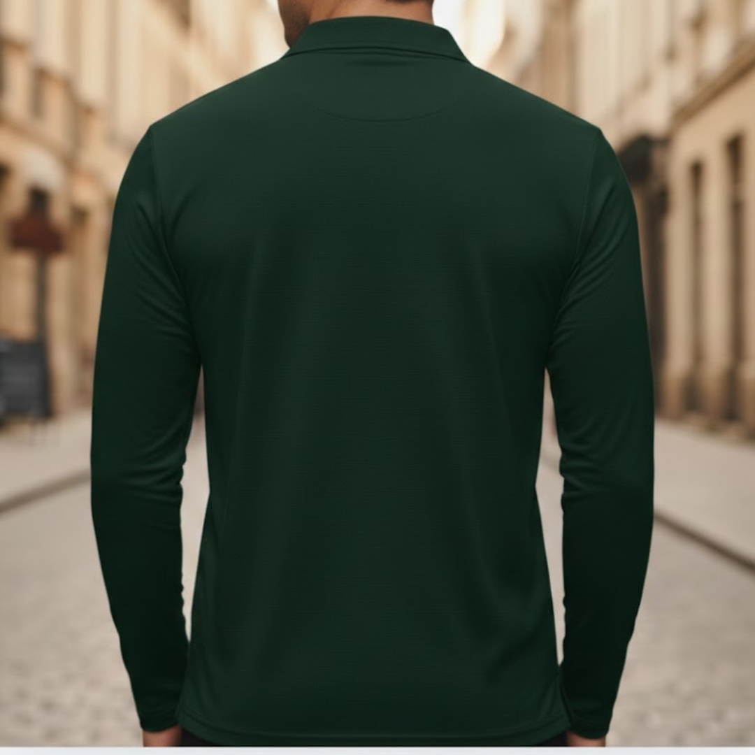 Mens Polo Shirt Lightweight Long Sleeve Athletic Casual Wear