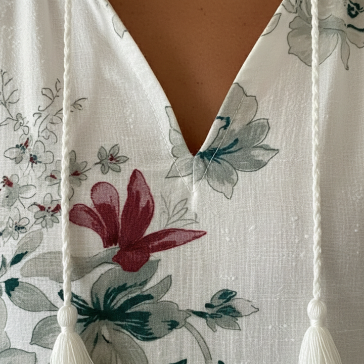 Robe longue à manches courtes bohème géométrique pour femme