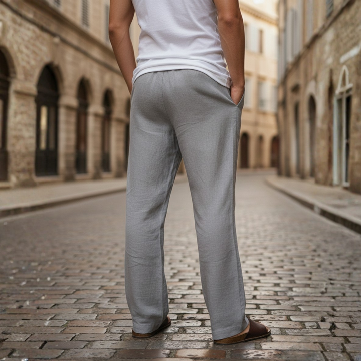 Trousers Baggy Linen Drawstring Mens