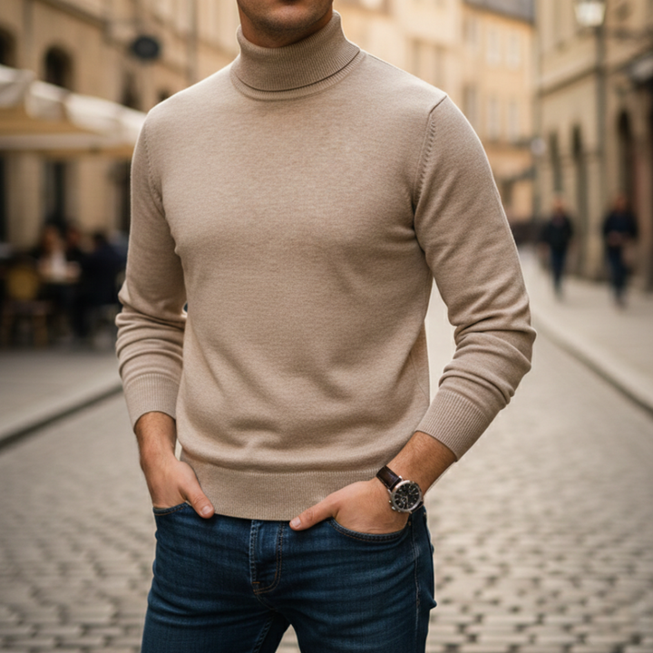 Turtleneck Sweater Knit Pullover Mens