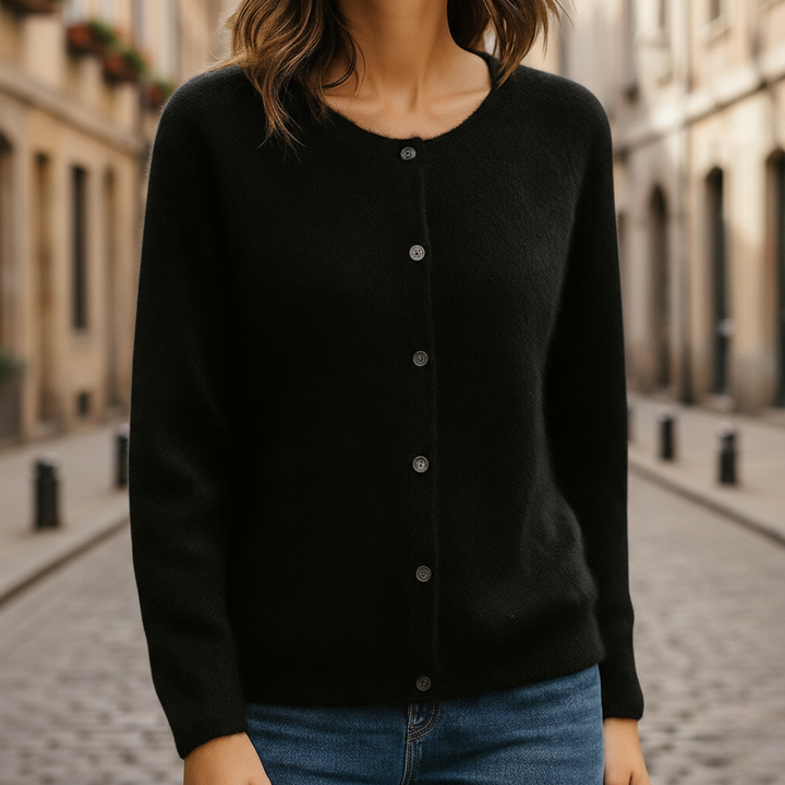 Cashmere Cardigan Button Front Crew Neck Women