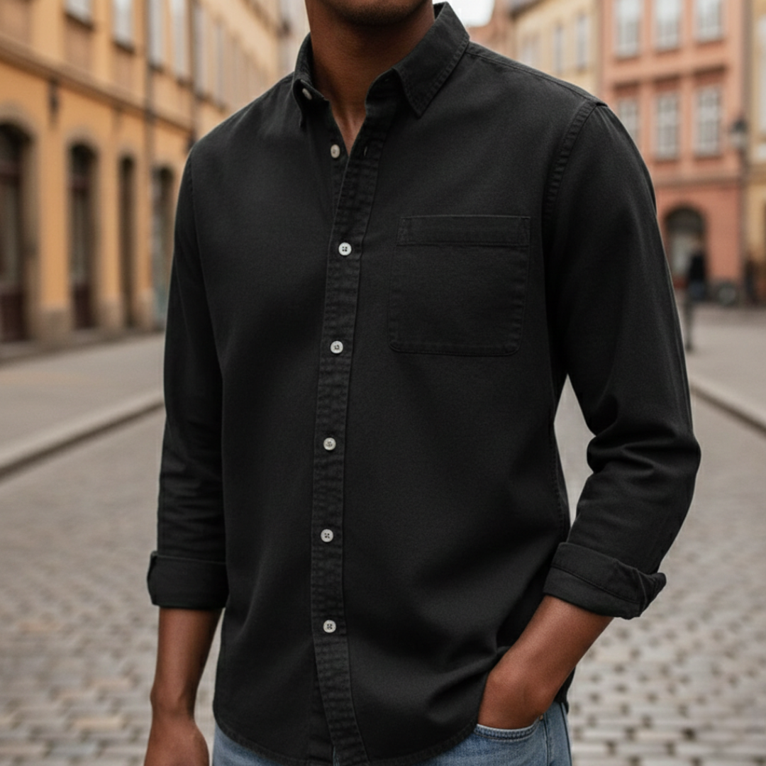 Button Down Shirt Long Sleeve Denim Mens