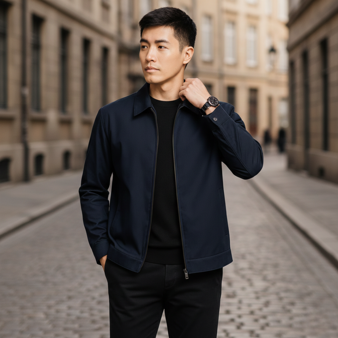 Harrington Jacket Full Zip Pointed Collar Mens